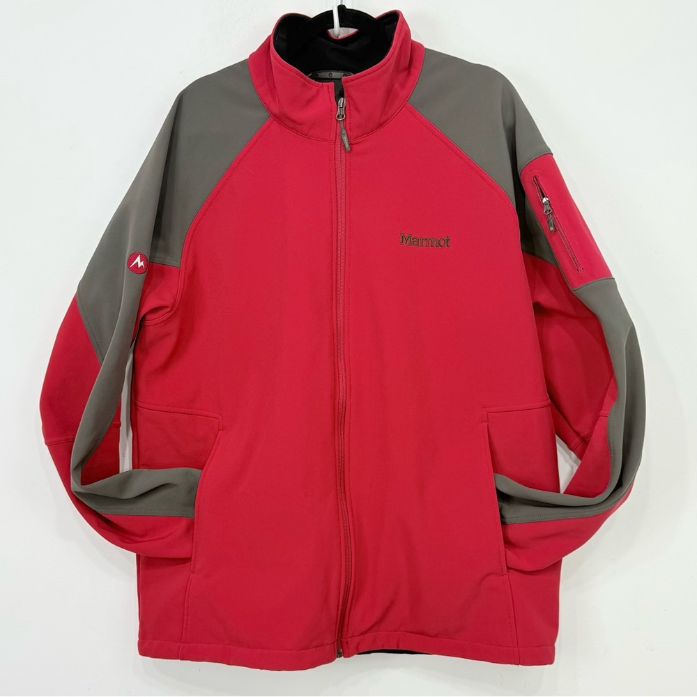 Marmot Gravity Soft Shell Red Gray Windstopper Pe… - image 2